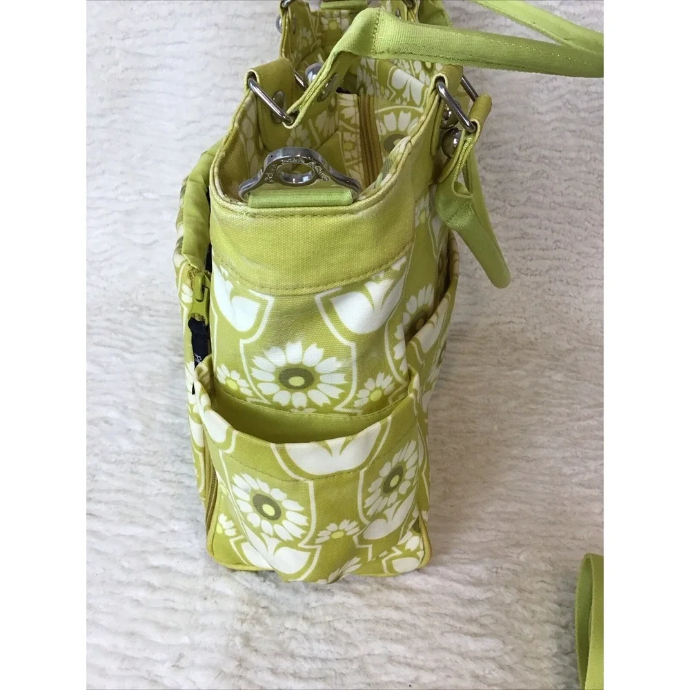 Petunia Pickle Bottom Diaper Bag Big Tote Washable Vinyl Limey Yellow Crossbody